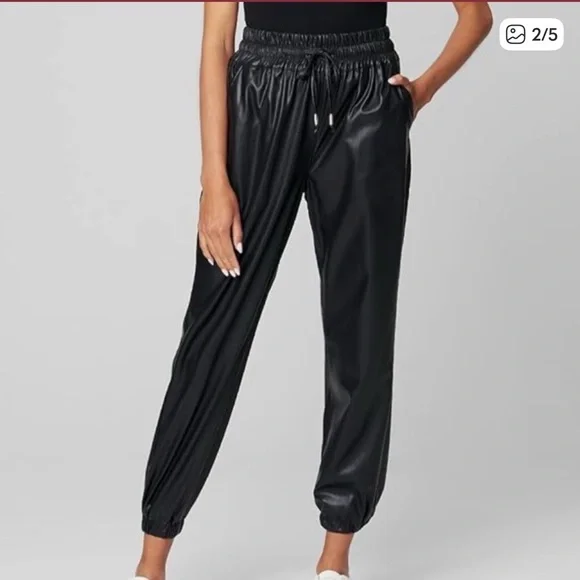 Banana Republic Sleek Black Faux Leather Joggers - Picture 1 of 5